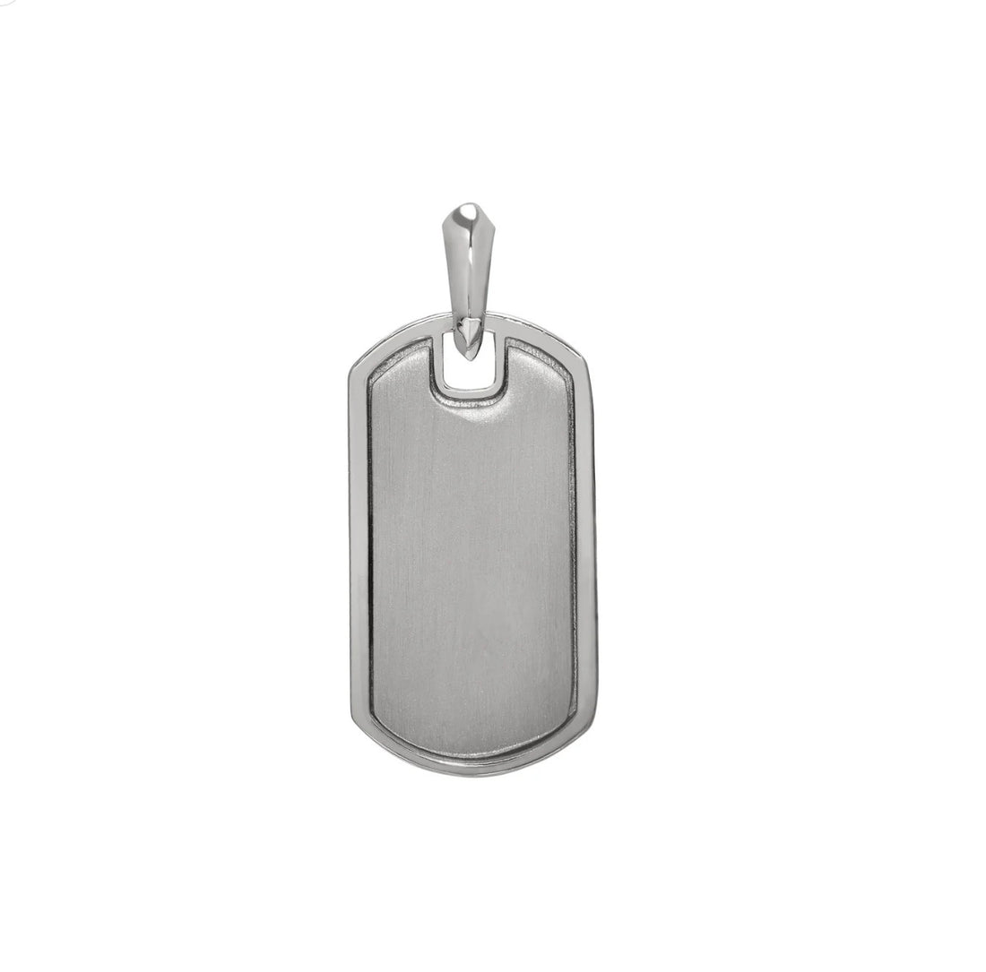 Sterling Silver Brushed Center Dog Tag Pendant