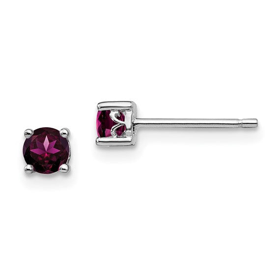 Silver June Birthstone Rhodilite Garnet Ear Studs