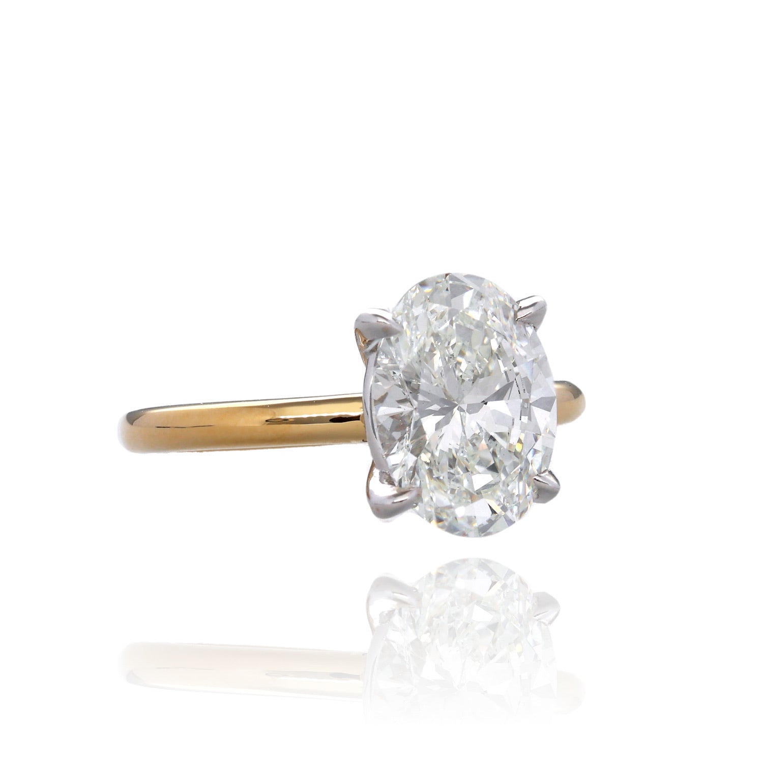 3ct Lab Grown Oval Diamond Solitaire Engagement Ring in 14K Yellow Gold