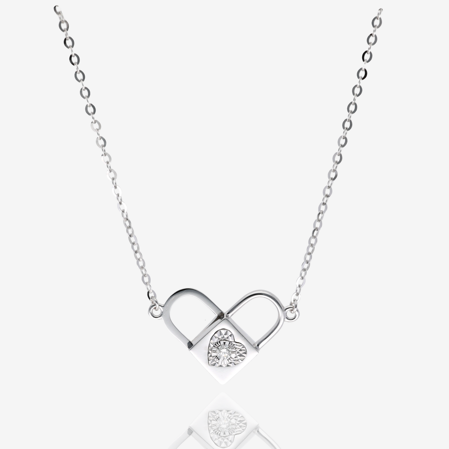 Heart Lock Sapphire and Diamond Convertible Necklace in 14K White Gold