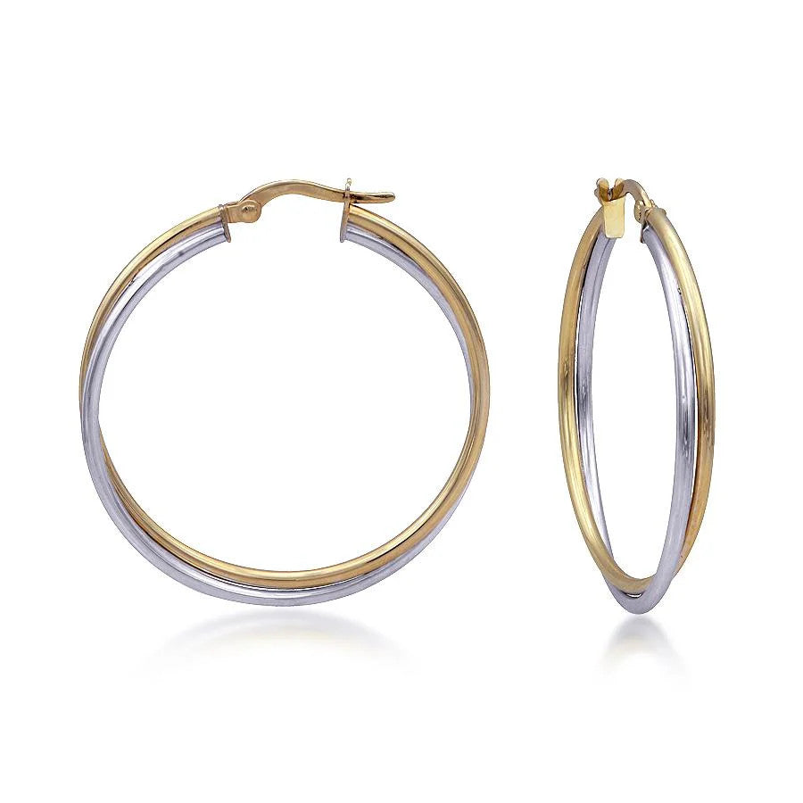 14K Two-tone 32mm Nested Hoop Earrings