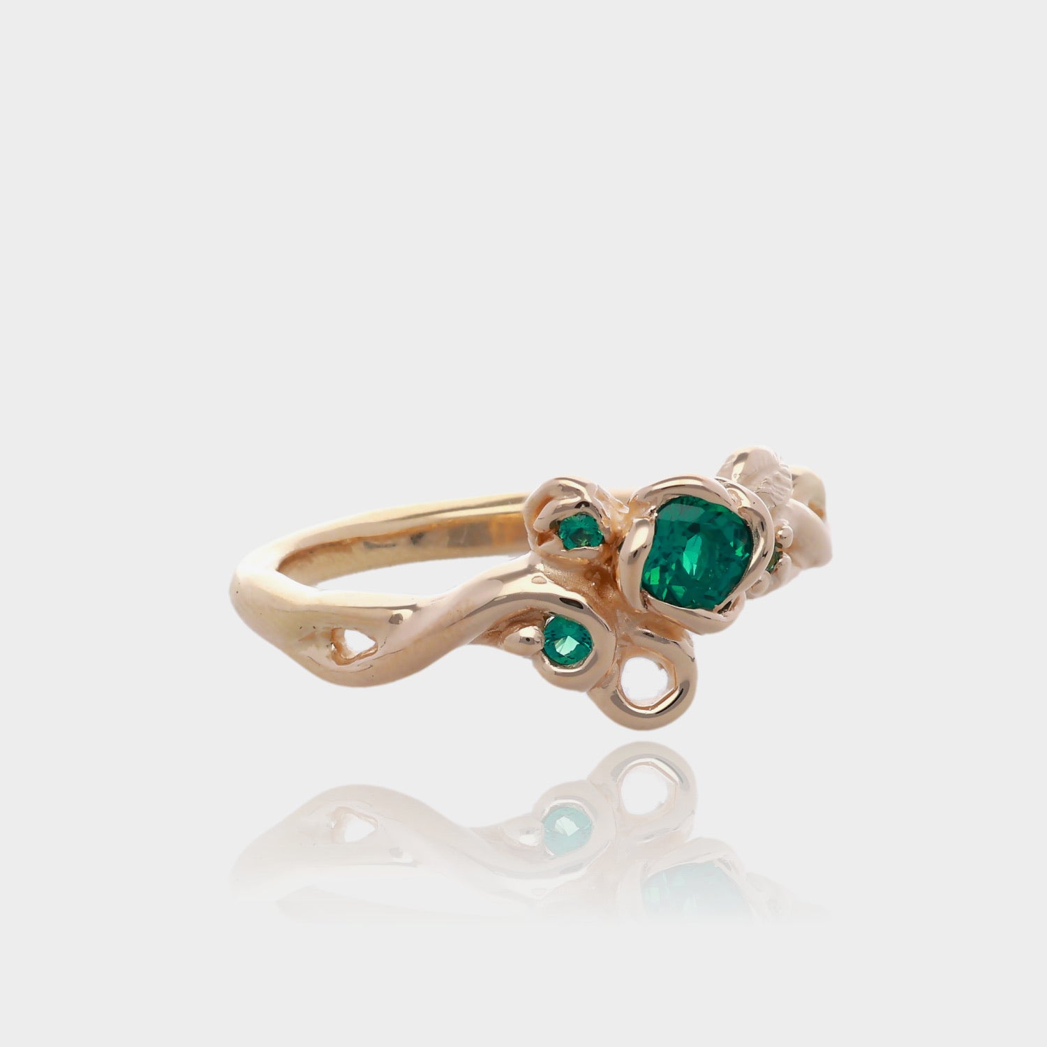 Rose Garden Wedding Set Yellow Gold and Emerald
