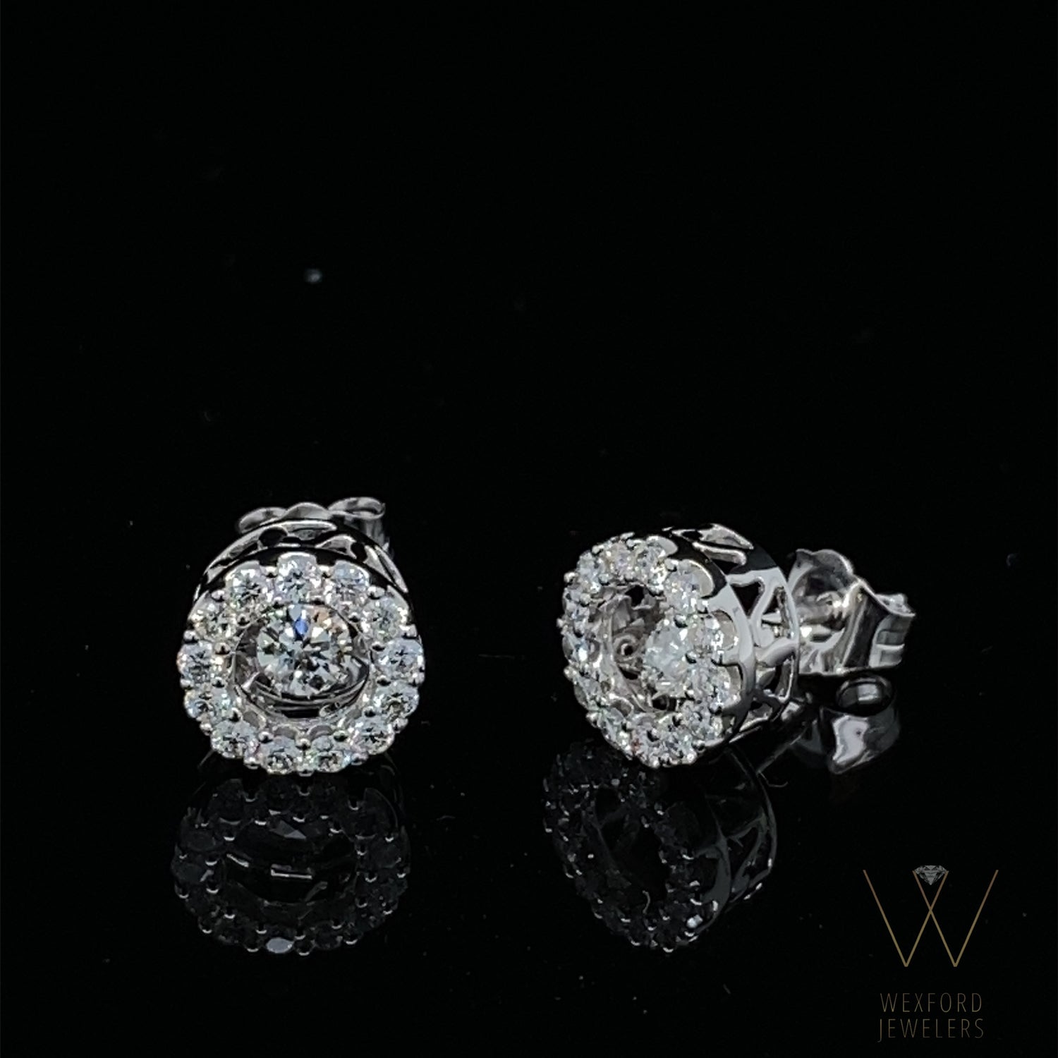 Dancing Diamonds Earring Studs in 14k White Gold