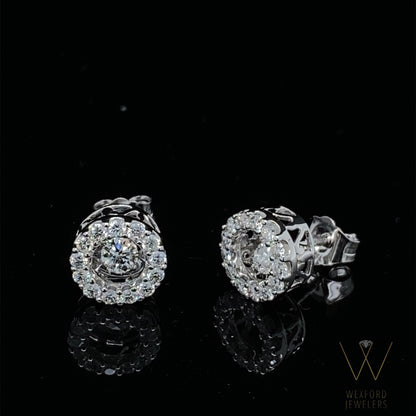 Dancing Diamonds Earring Studs in 14k White Gold
