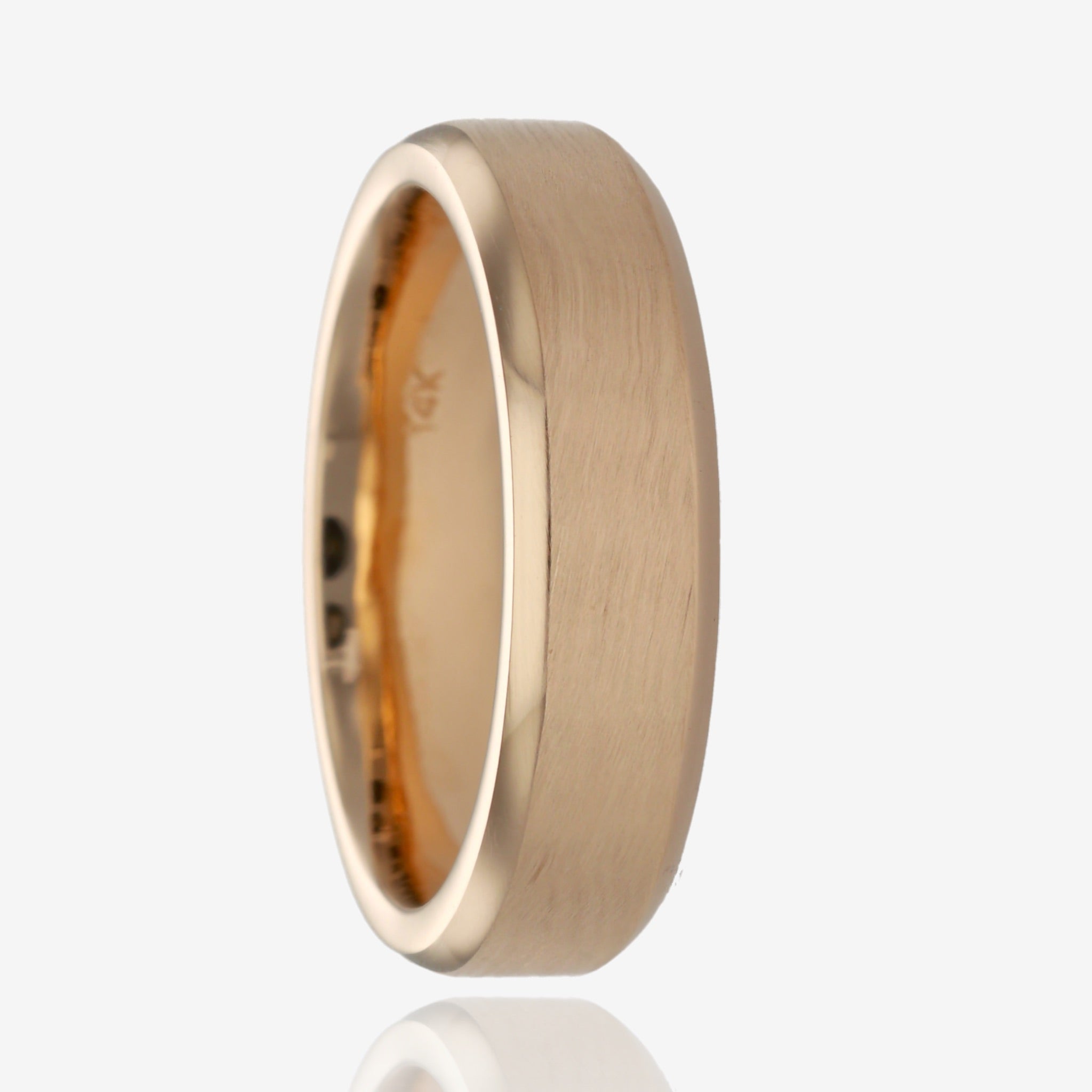 14K Yellow Gold Band Stepped Side Center Brush Finish