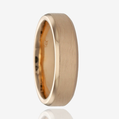 14K Yellow Gold Band Stepped Side Center Brush Finish