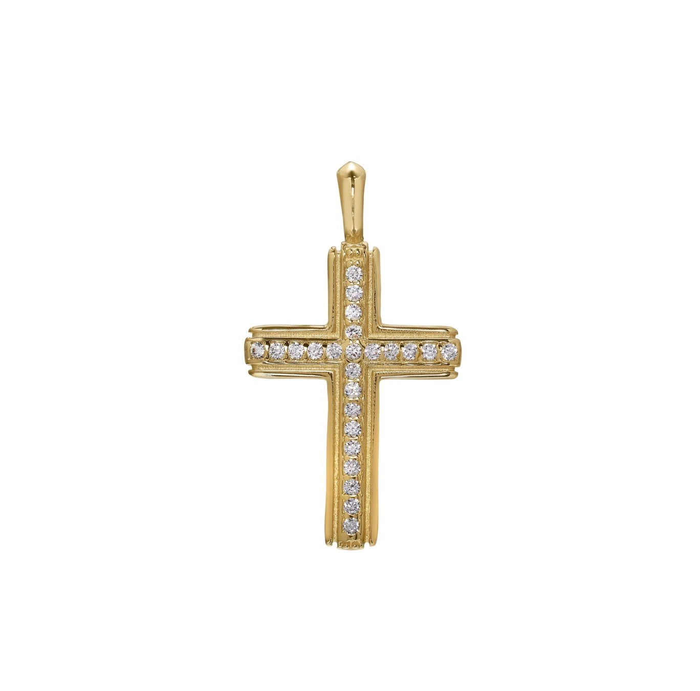 Gold Tone Sterling Silver Cross W/Simulated Diamonds