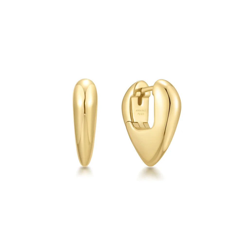 Yellow Puffy Shield Huggie Hoop Earrings