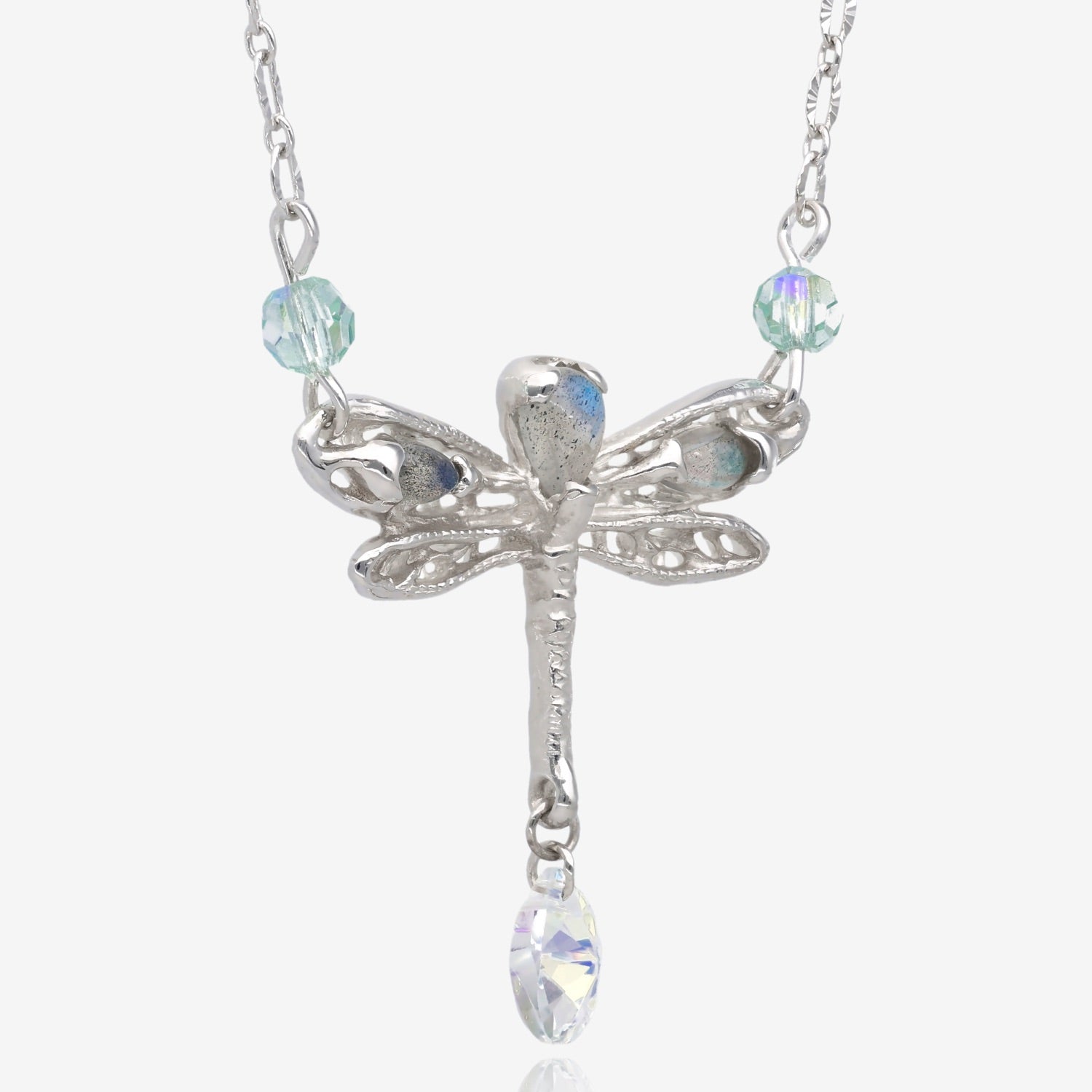 Dragonfly Daydreams Silver and Gem Necklace