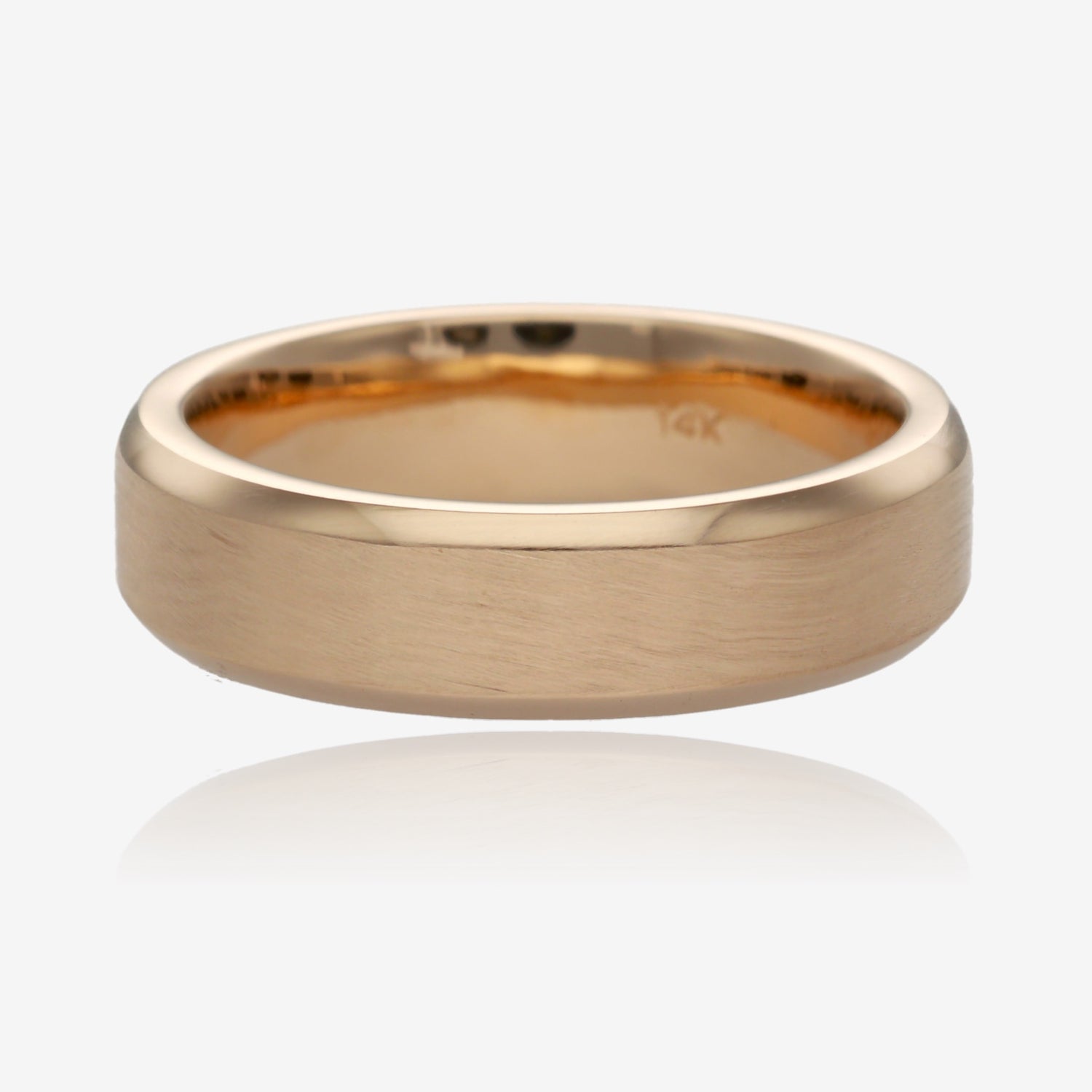 14K Yellow Gold Band Stepped Side Center Brush Finish