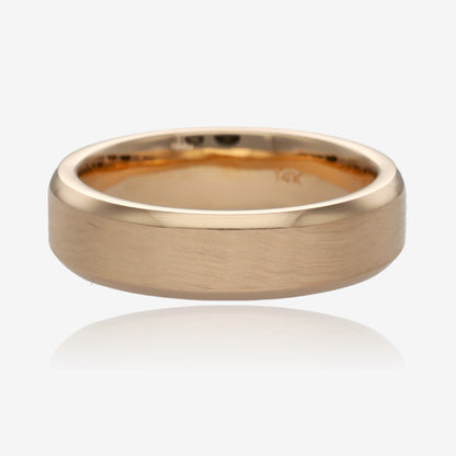 14K Yellow Gold Band Stepped Side Center Brush Finish