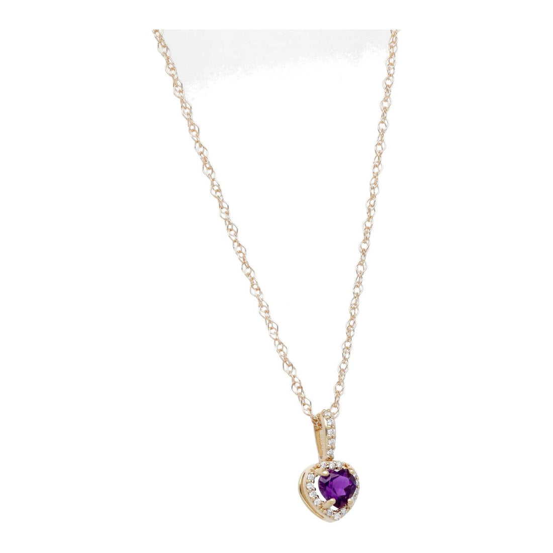 Cherish Amethyst Heart Halo Pendant in Yellow Gold