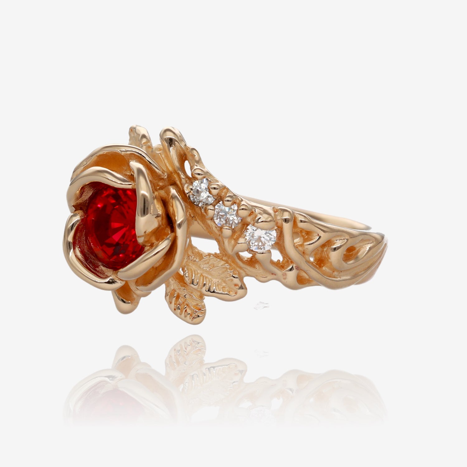 Summer Rose Ring Yellow Gold and Ruby