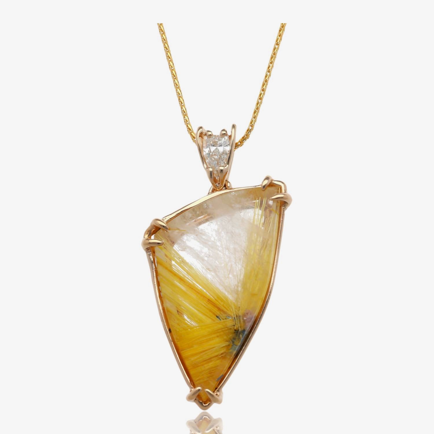 Slightly Dangerous Rutile Pendant in Yellow Gold