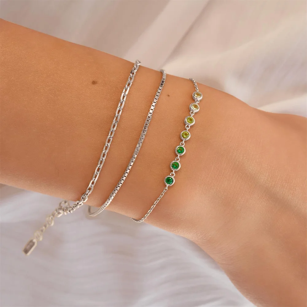 Silver Green Station Bracelet