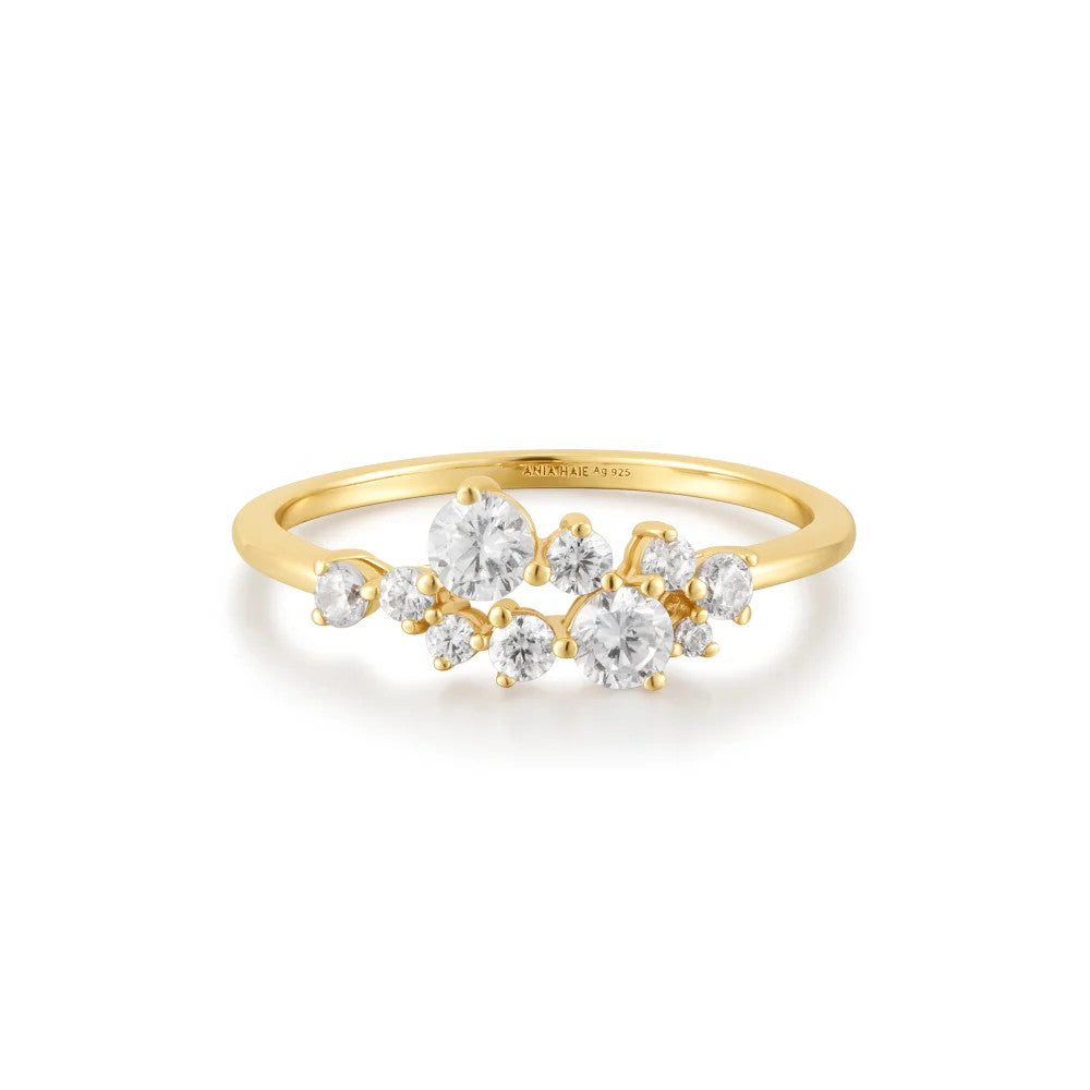 Yellow Flower Cluster Pave Ring