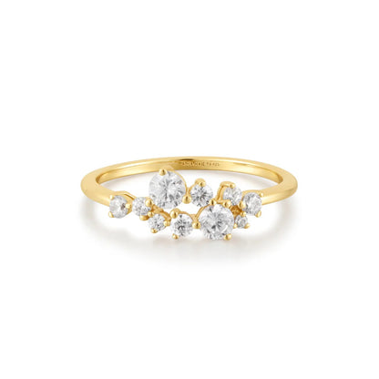 Yellow Flower Cluster Pave Ring