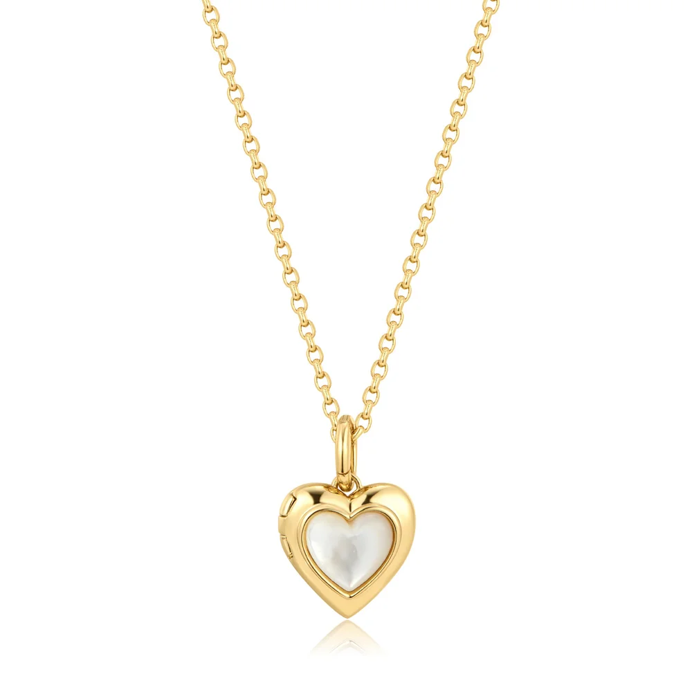 Mother’s Day Necklace Heart Locket MOP Gold Plated
