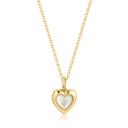Mother’s Day Necklace Heart Locket MOP Gold Plated