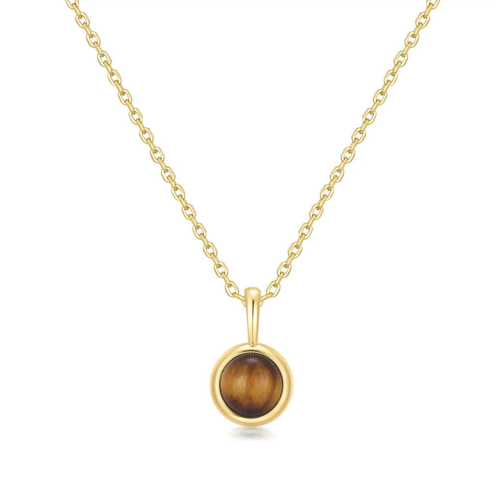 Yellow Tiger Eye Pendant Necklace