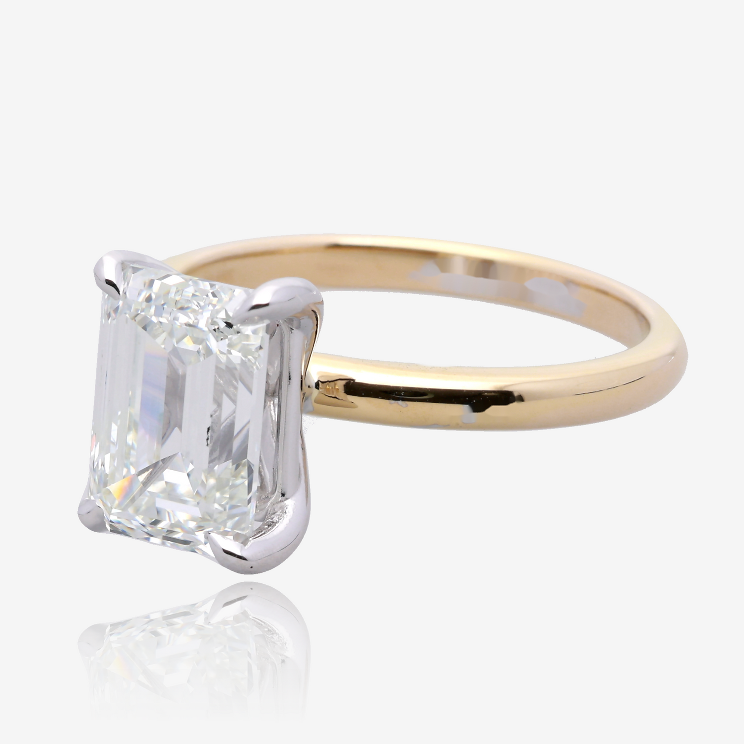 3ct Lab Grown Emerald Cut Diamond Solitaire 14K Yellow Gold