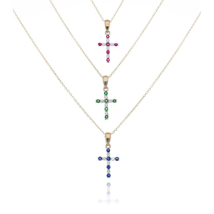 Precious Gem Dainty Diamond Cross Necklace