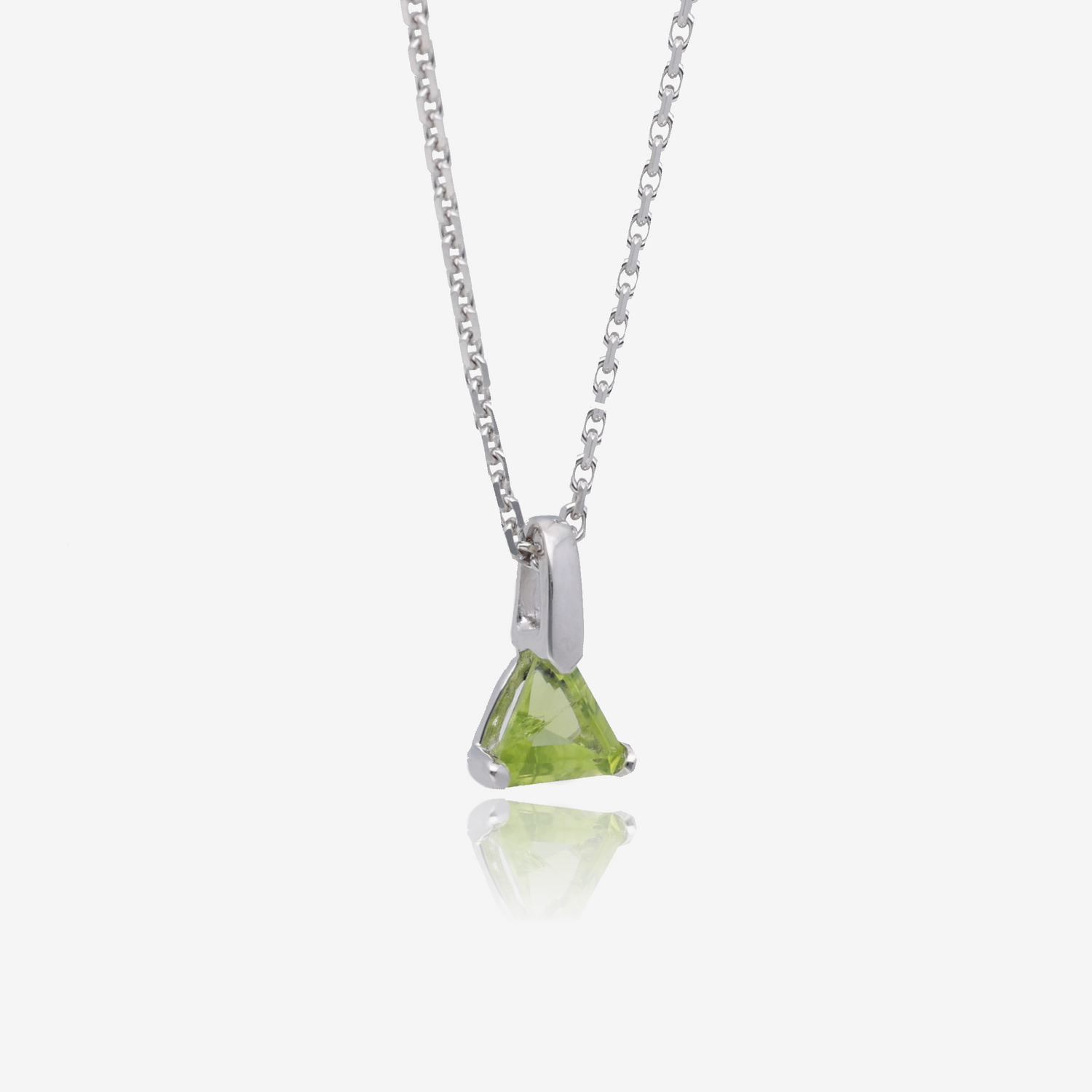 Triangle Peridot Pendant in Sterling Silver