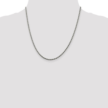 20&quot; Sterling Silver Rhodium-plated 2.25mm Diamond-cut Rope Chain