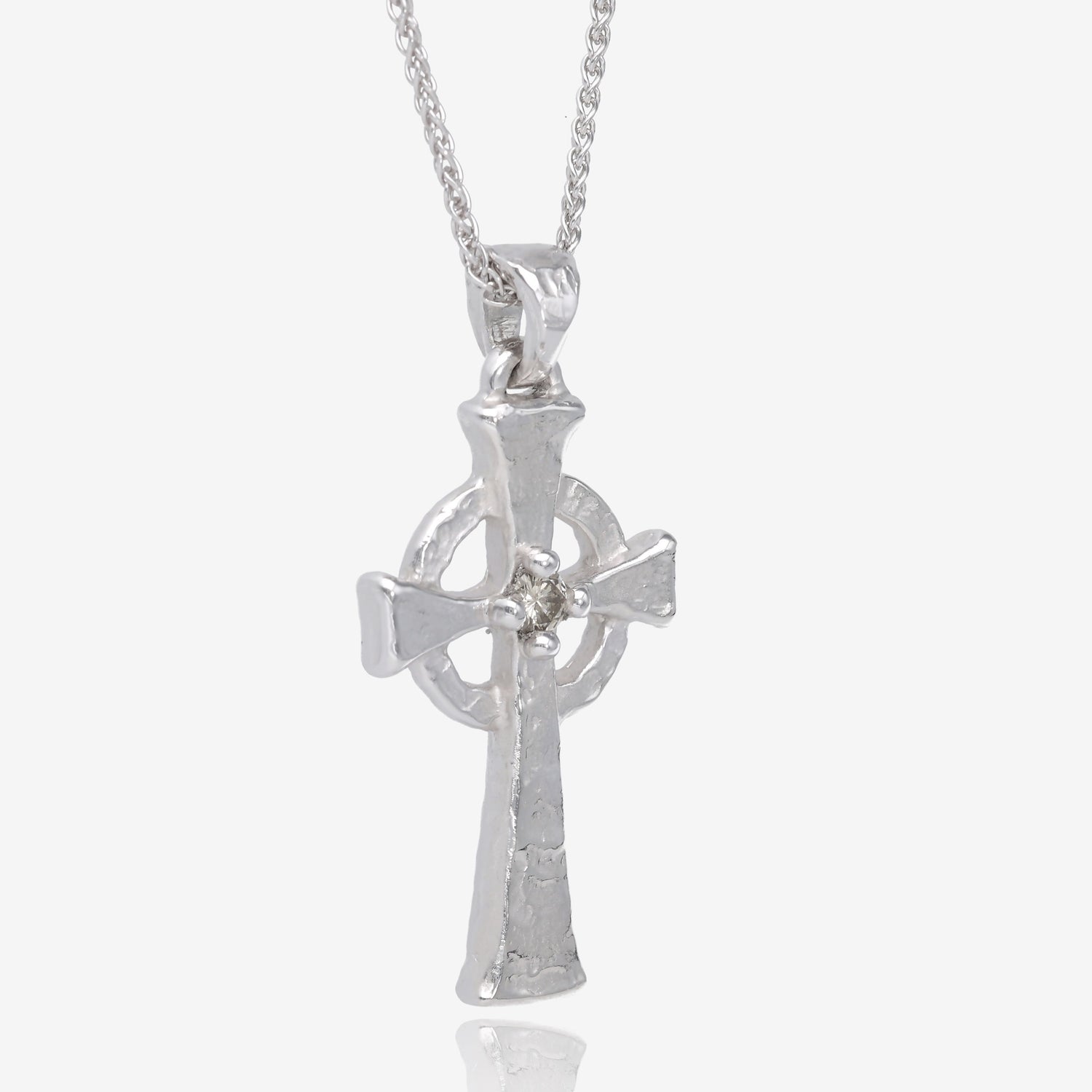Ancient Celtic Cross Pendant Silver with Diamond