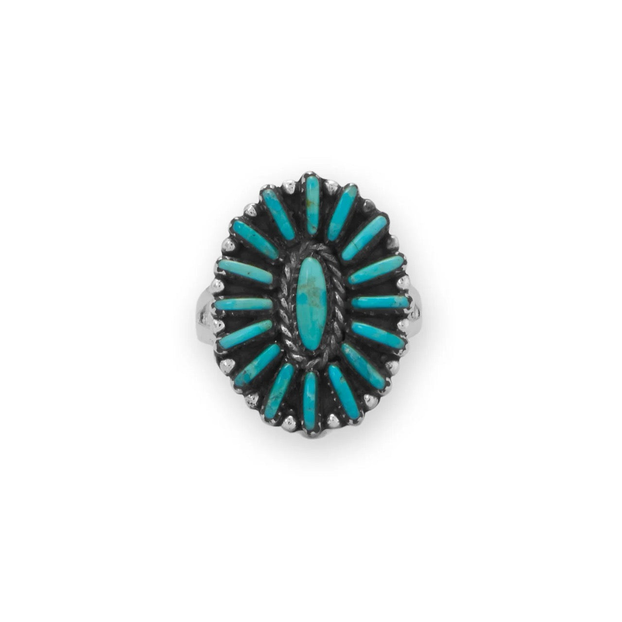 Desert Sunburst Turquoise Silver Ring