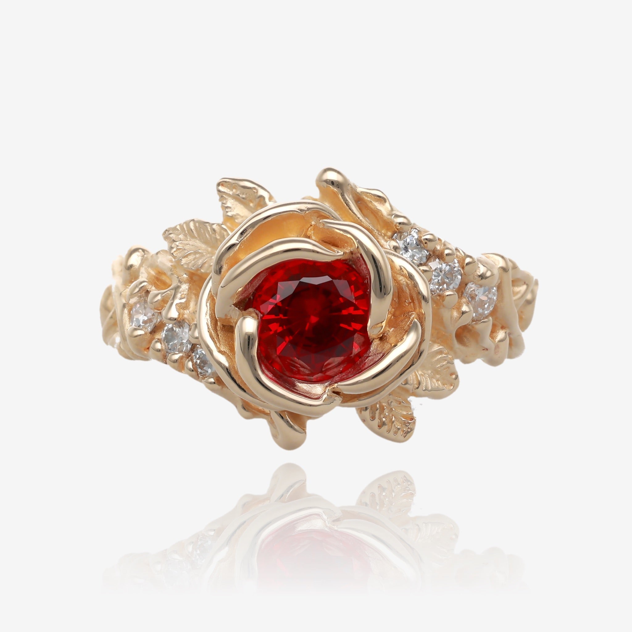 Summer Rose Ring Yellow Gold and Ruby