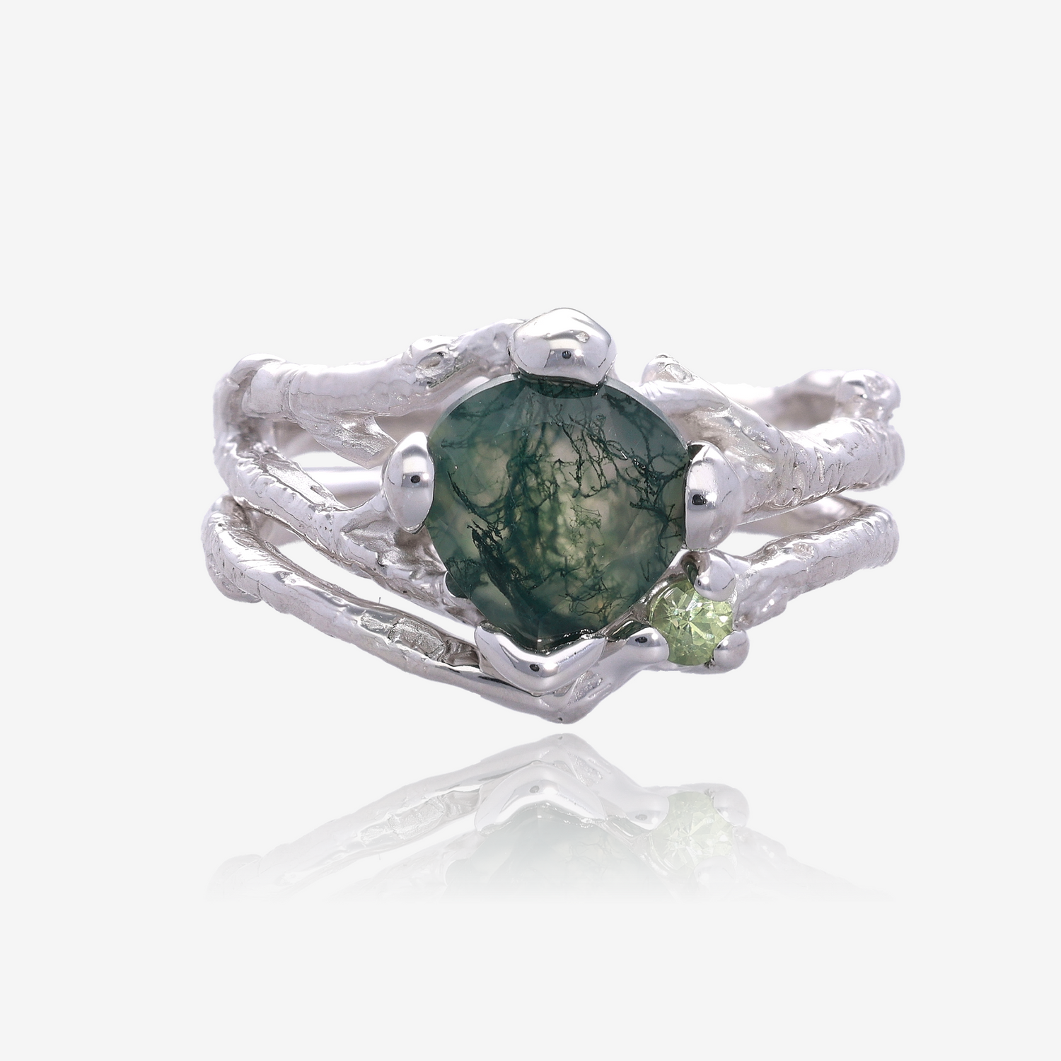 Birch Branch Wedding Set Moss Agate