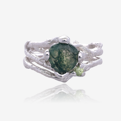 Birch Branch Wedding Set Moss Agate