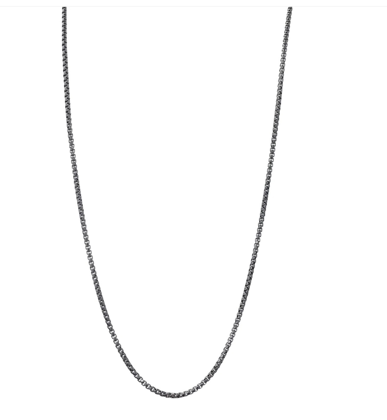 1.4mm Rounded Box Chain Blackened Silver 18”