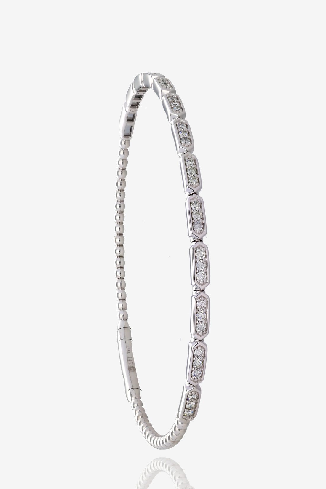 .54ct Natural Diamond Shield Flex Bangle in 14K White Gold