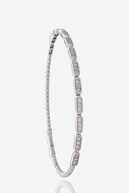 .54ct Natural Diamond Shield Flex Bangle in 14K White Gold