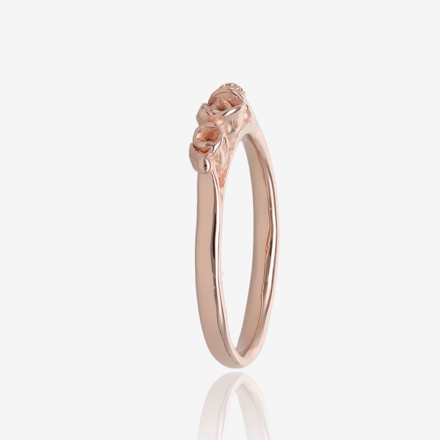 Rose Gold Band, Three Dainty Roses