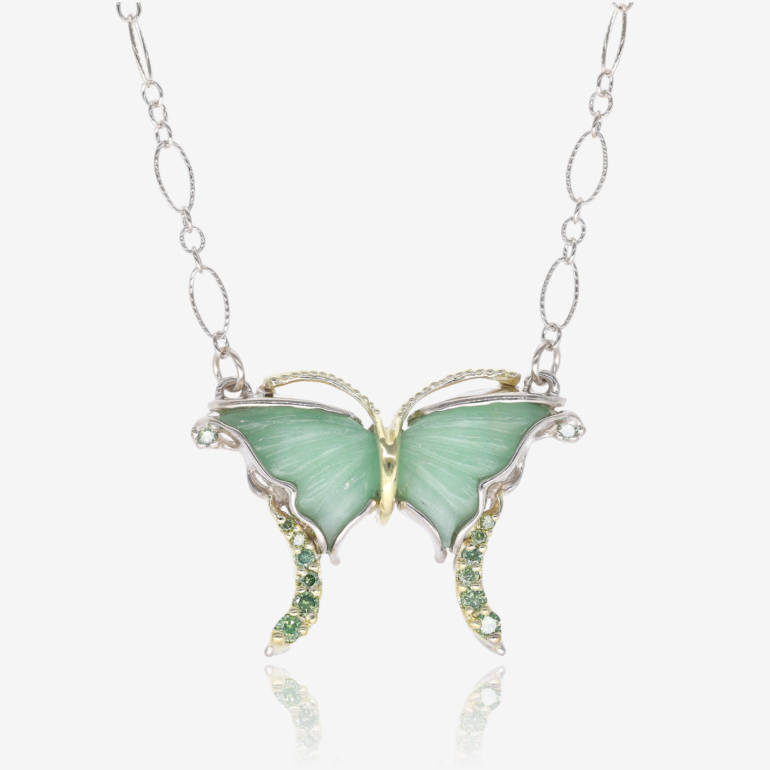Swallowtail Butterfly Necklace with Green and Gold