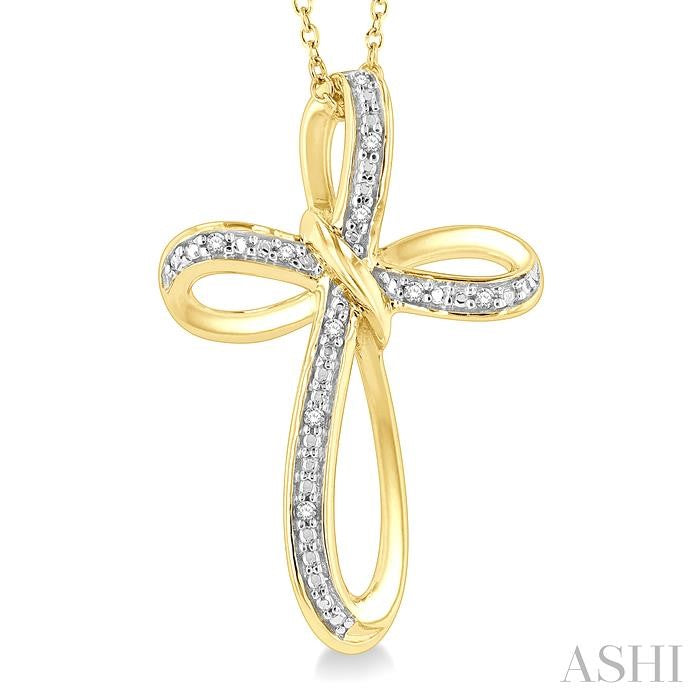 Sweeping Gold Vermeil Cross Diamond Necklace