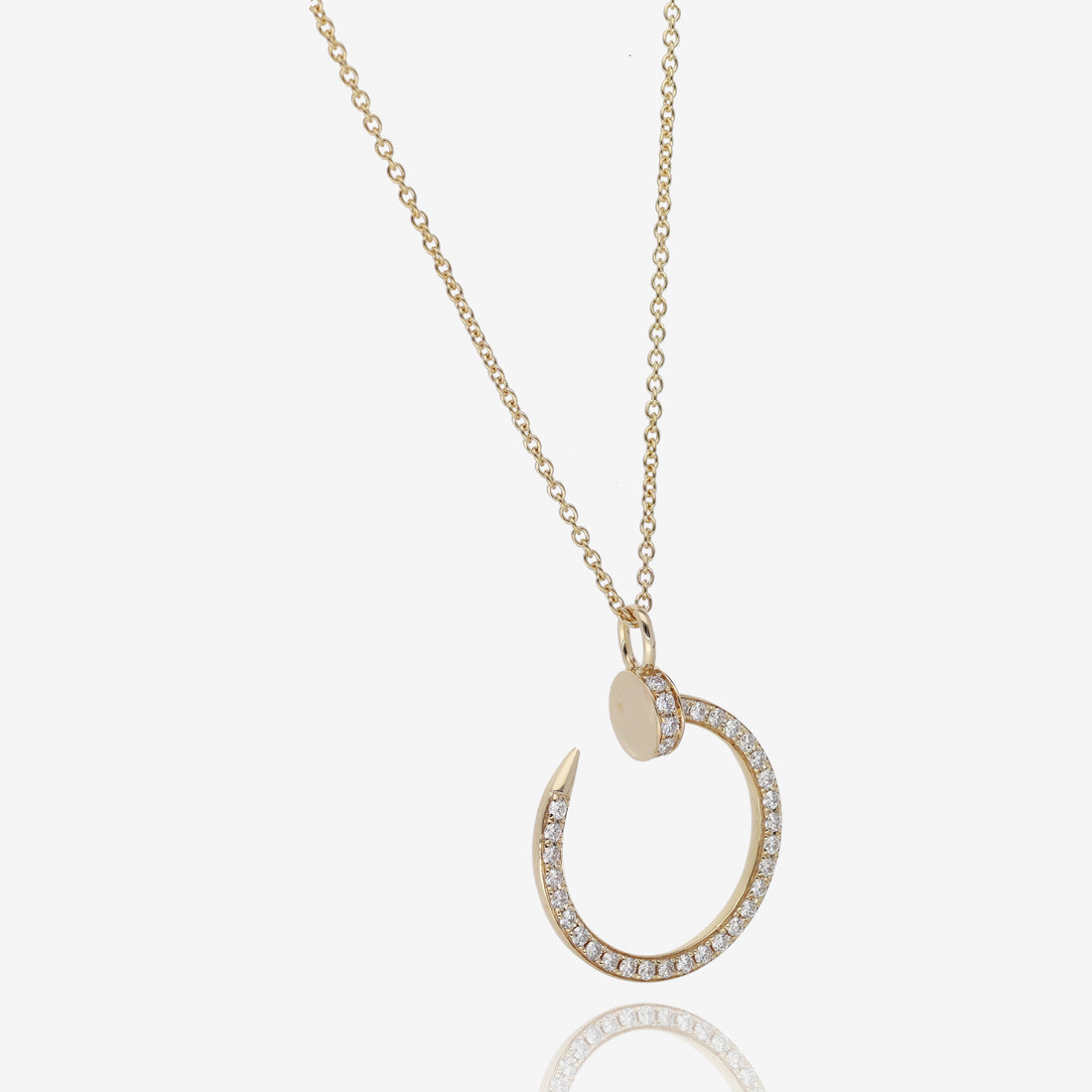 Curved Nail Natural Diamond Circle Pendant in 14K Yellow Gold