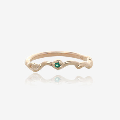 Rose Garden Wedding Set Yellow Gold and Emerald