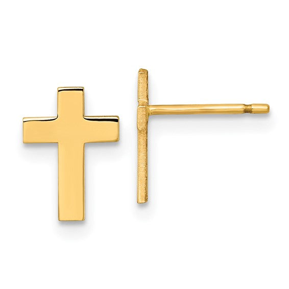 10k Polished Cross Post Earrings