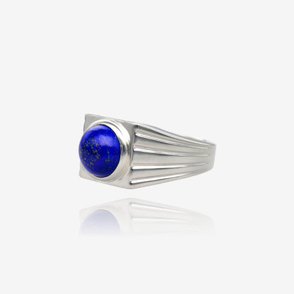 Men’s Square Lapis Lazuli Signet Ring in Sterling Silver