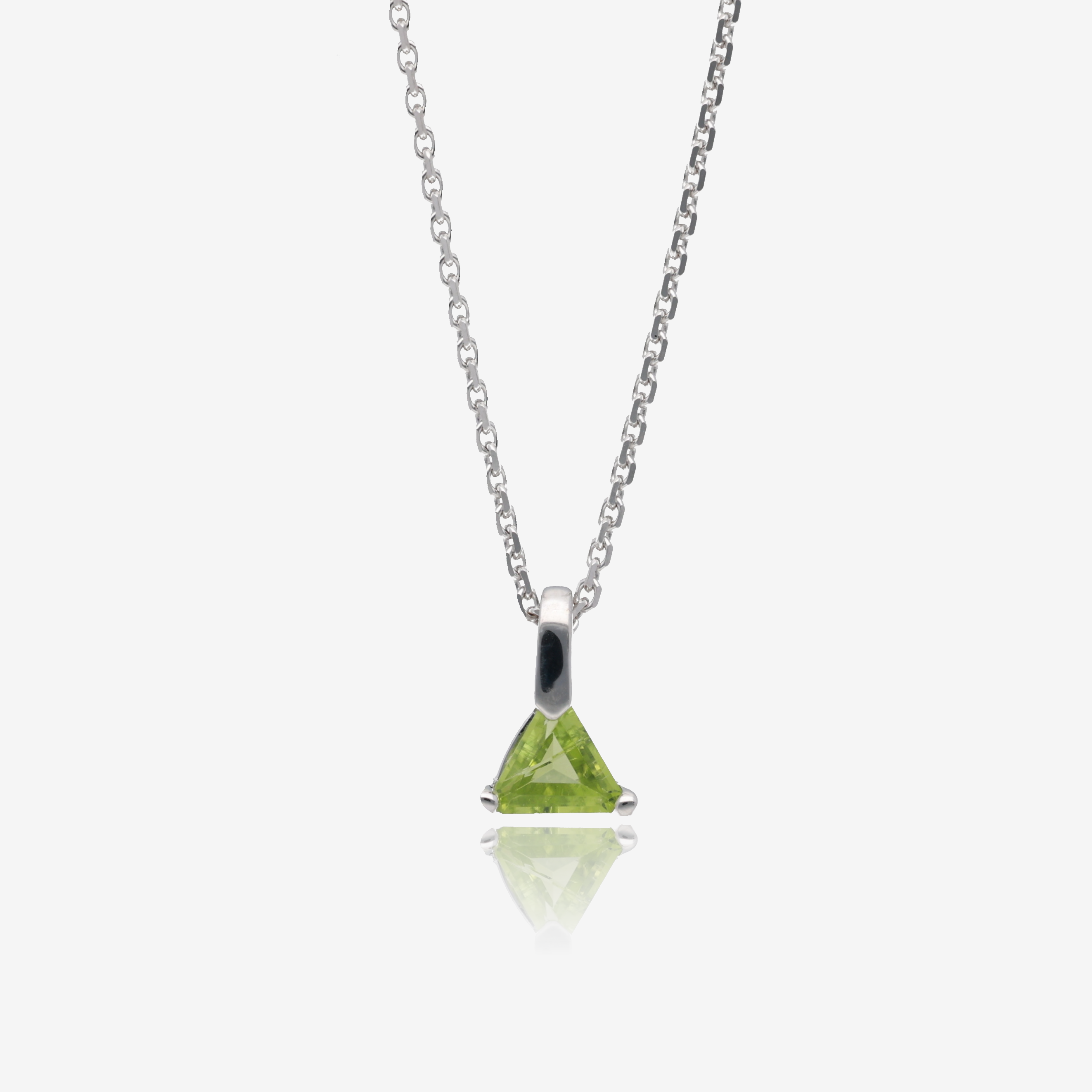 Triangle Peridot Pendant in Sterling Silver