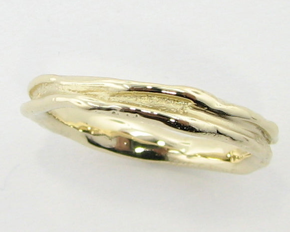 Narrow Melted Band in 14k Yellow Gold