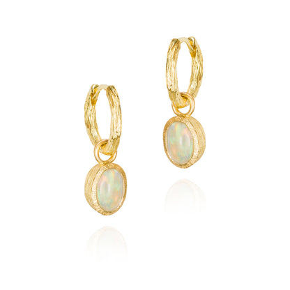 Zen Organic Natural Oval Birthstone Hoop Earrings