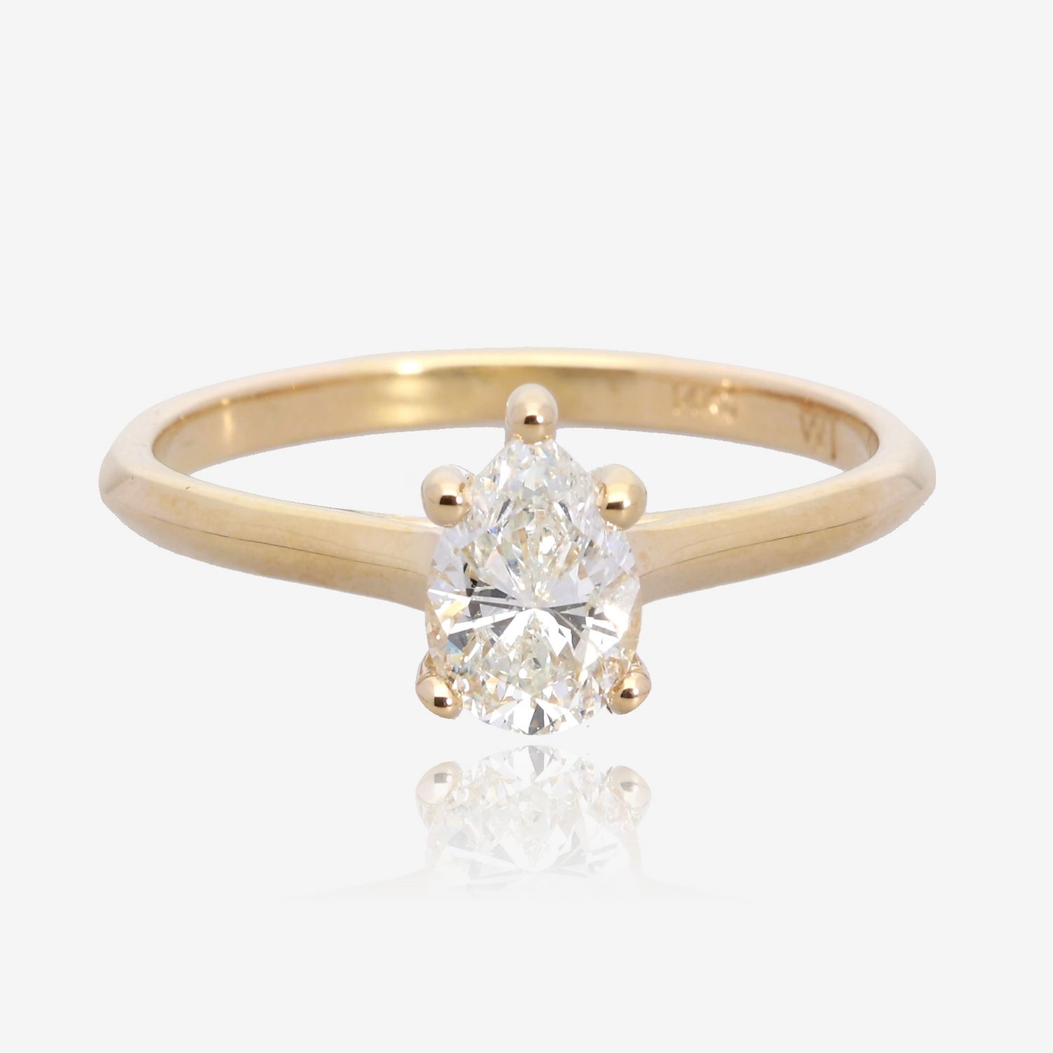 .72ct Natural Pear Diamond Solitaire in 14K Yellow Gold
