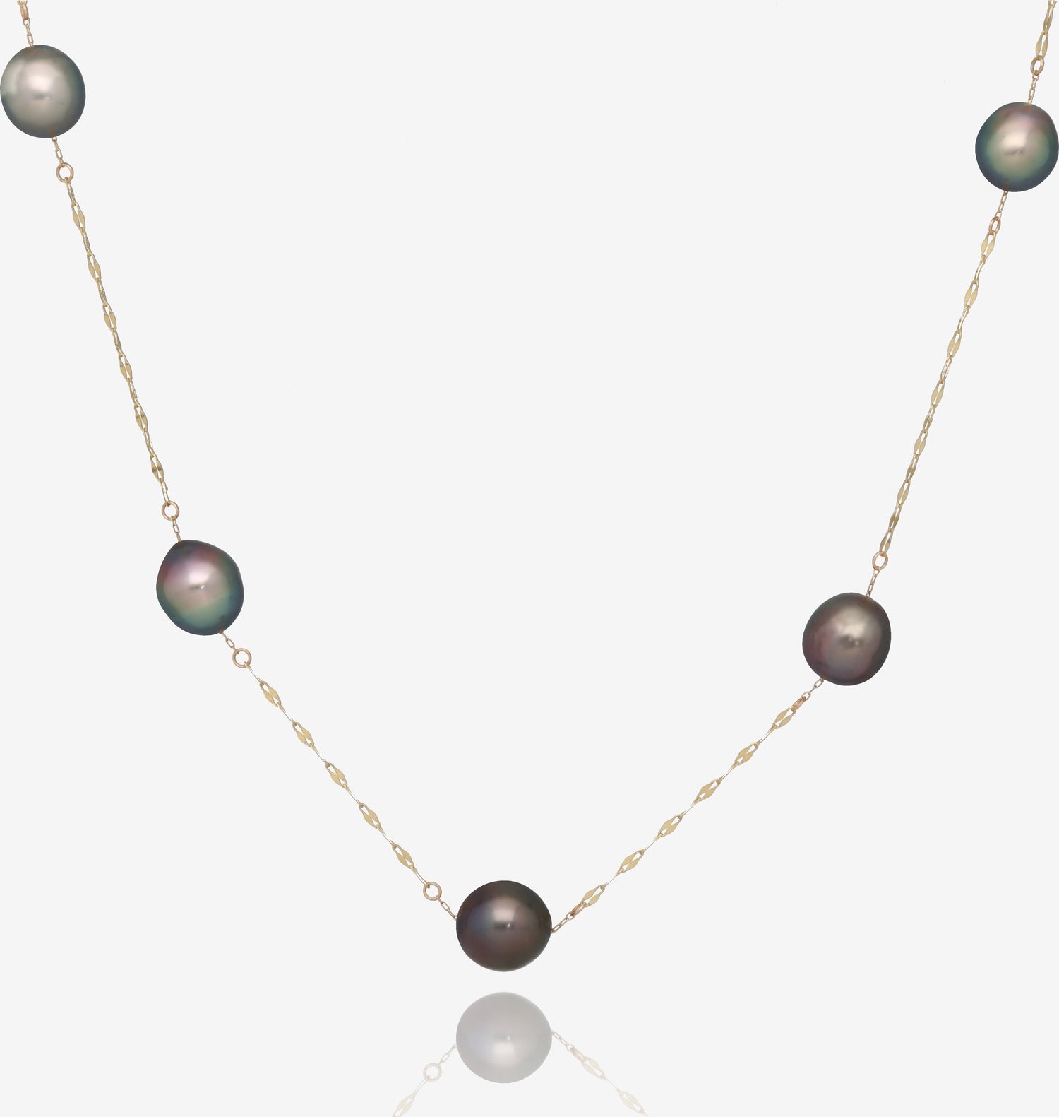 Yellow Gold Tahitian Pearl Necklace, Sun Meets Sea
