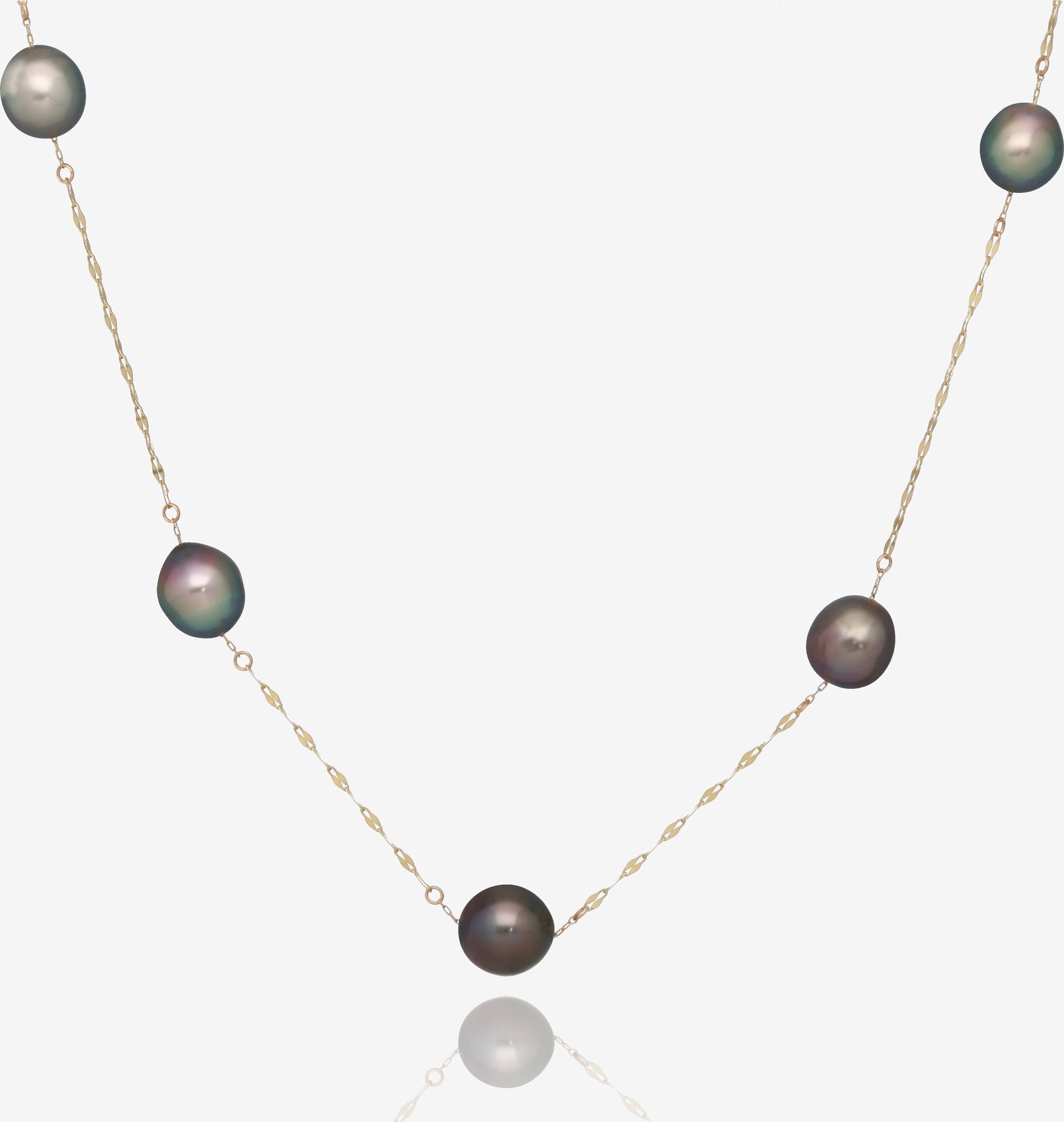 Yellow Gold Tahitian Pearl Necklace, Sun Meets Sea