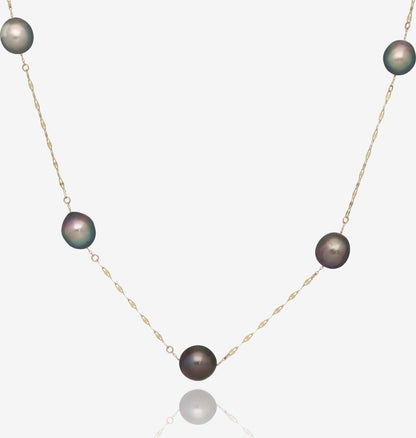 Yellow Gold Tahitian Pearl Necklace, Sun Meets Sea